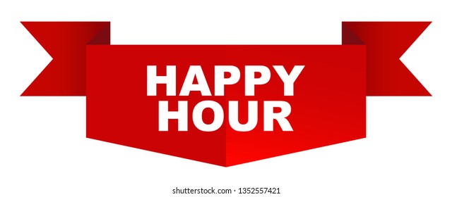 red vector banner happy hour