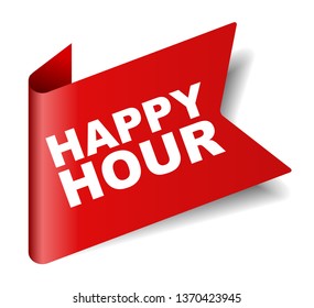 red vector banner happy hour