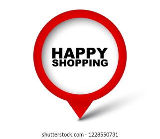 red vector banner happy shopping