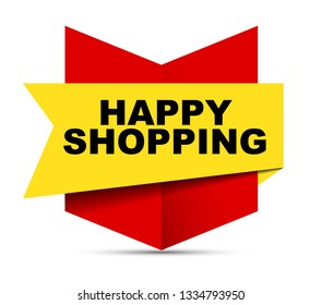 red vector banner happy shopping