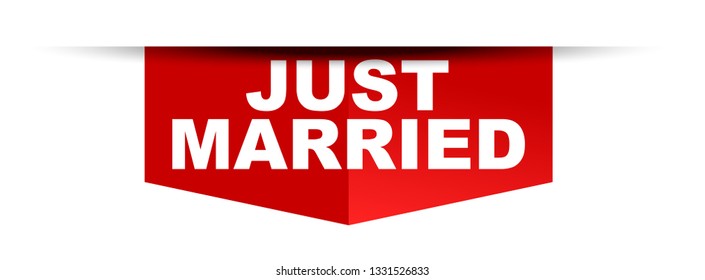 red vector banner just married