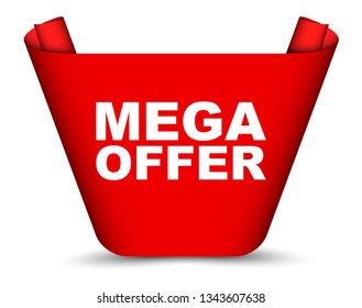 red vector banner mega offer