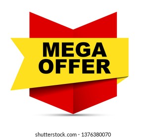 red vector banner mega offer