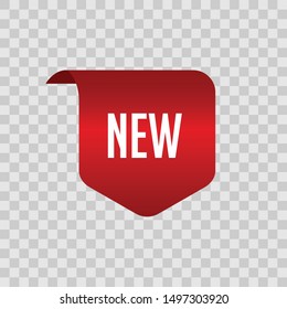 Red Vector Banner  New Ribbon on transparent background.