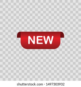 Red Vector Banner  New Ribbon on transparent background.