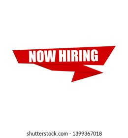 red vector banner now hiring