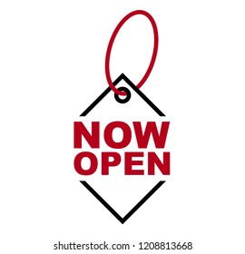 red vector banner now open