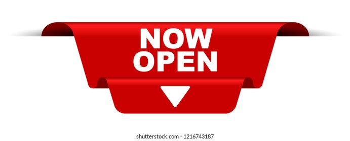 red vector banner now open