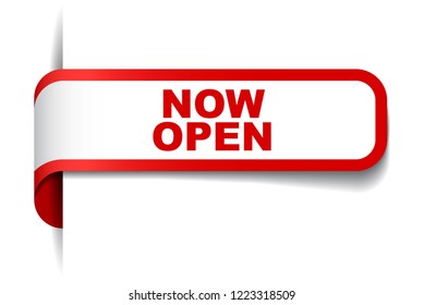 red vector banner now open