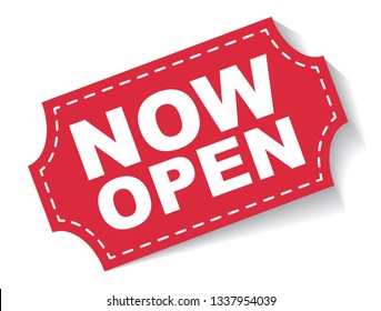 red vector banner now open