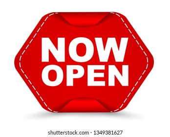 red vector banner now open