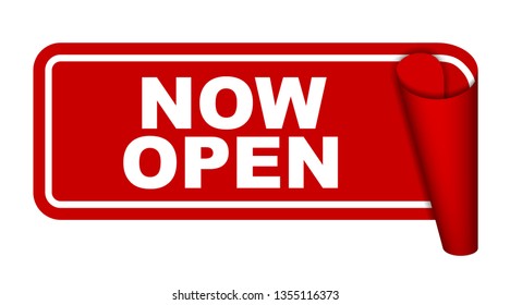 red vector banner now open