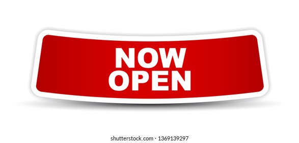 red vector banner now open