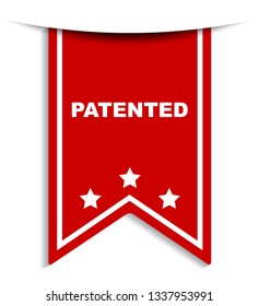 red vector banner patented