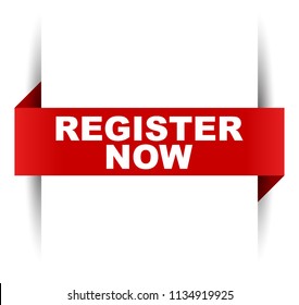 red vector banner register now