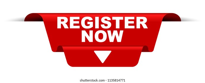 red vector banner register now