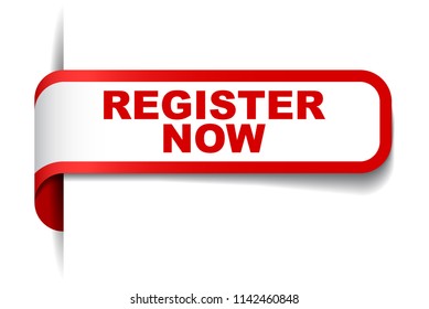 red vector banner register now