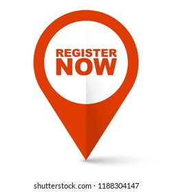 red vector banner register now
