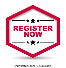 red vector banner register now
