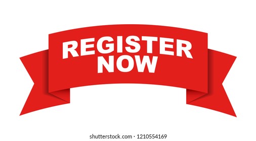 red vector banner register now