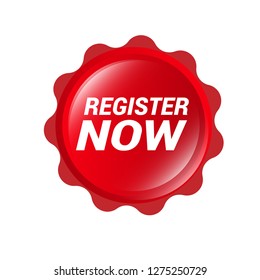 red vector banner register now