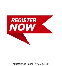 red vector banner register now