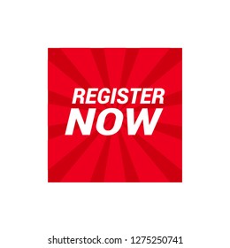 red vector banner register now