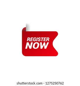 red vector banner register now