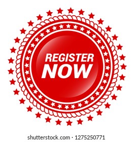 red vector banner register now