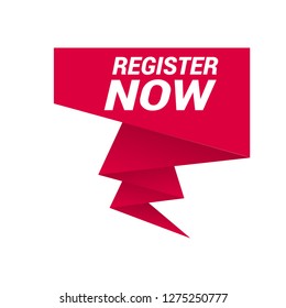 red vector banner register now