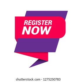 red vector banner register now