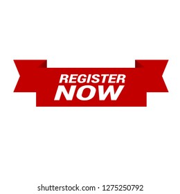 red vector banner register now