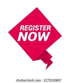 red vector banner register now