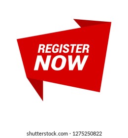 red vector banner register now