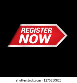 red vector banner register now