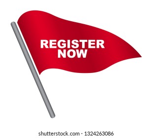 red vector banner register now
