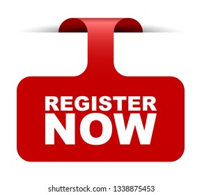 red vector banner register now