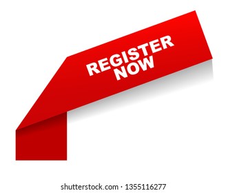 red vector banner register now