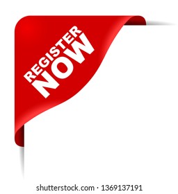 red vector banner register now