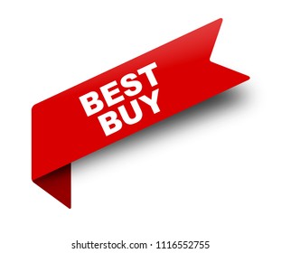 red vector banner ribbon best buy