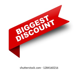 red vector banner ribbon biggest discount