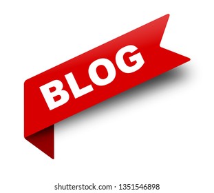 red vector banner ribbon blog