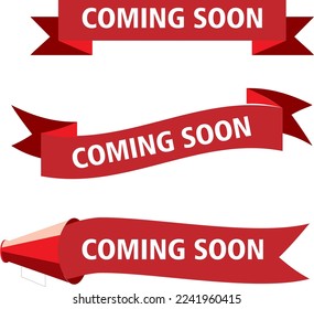 red vector banner ribbon coming soon set on white background..eps