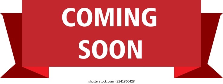 la cinta de la pancarta roja vectorial se aproxima pronto a la ilustración del fondo blanco..eps