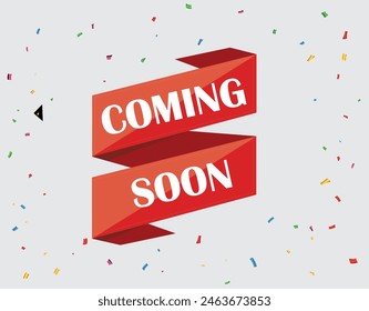 red vector banner ribbon coming soon