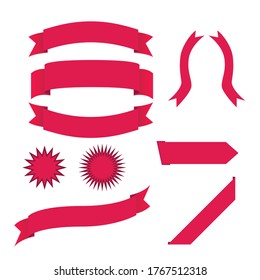 cinta de bandera roja vectorial con forma diferente