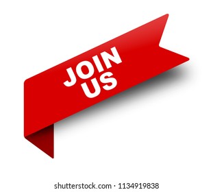red vector banner ribbon join us