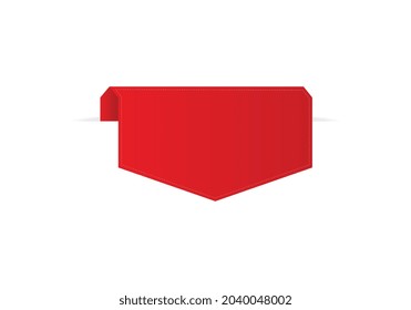 Banner vectorial rojo, cinta y etiqueta.