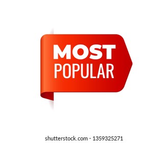 Cinta de la pancarta del vector rojo sobre fondo blanco, marcador izquierdo. Más popular