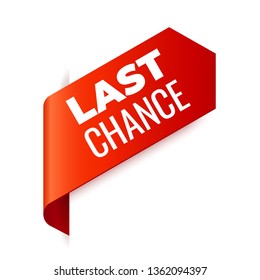 Red Vector Banner Ribbon on white background, left bookmark. Last Chance